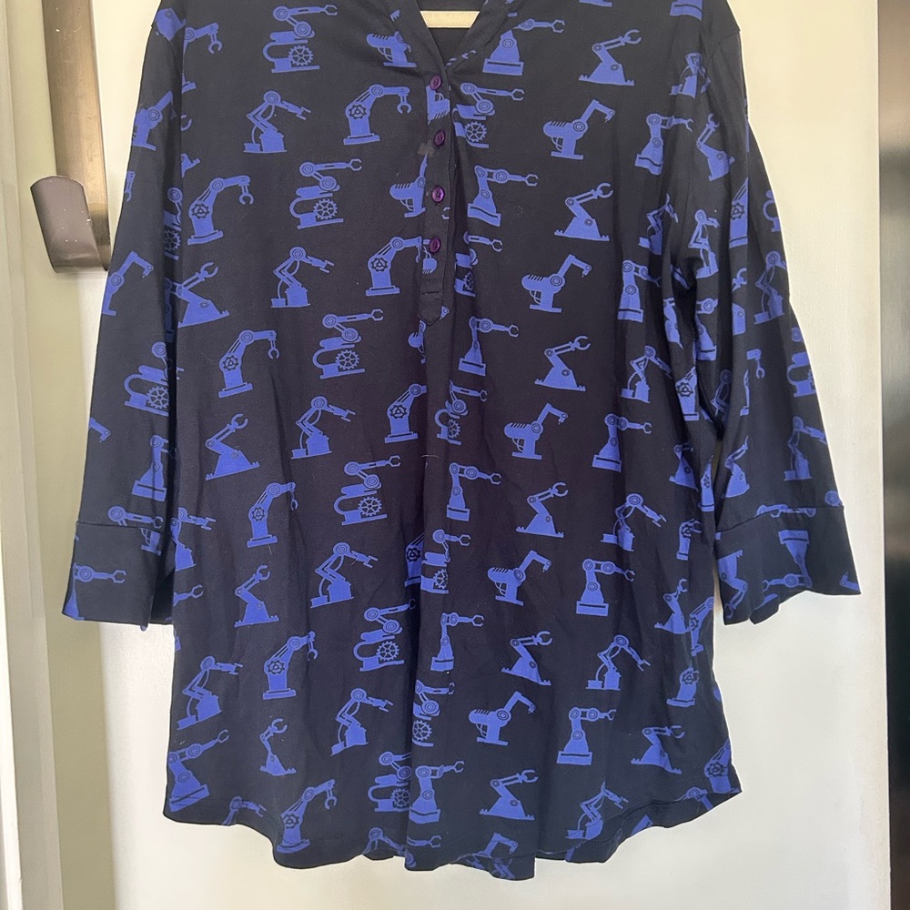 Blue Patterned Women's Tunic Top